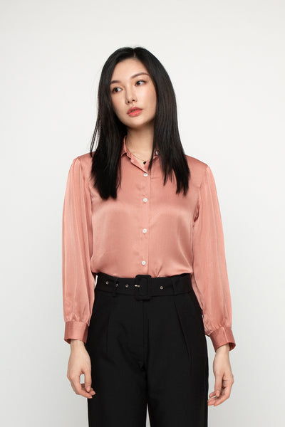 Satin Puff Sleeve Blouse